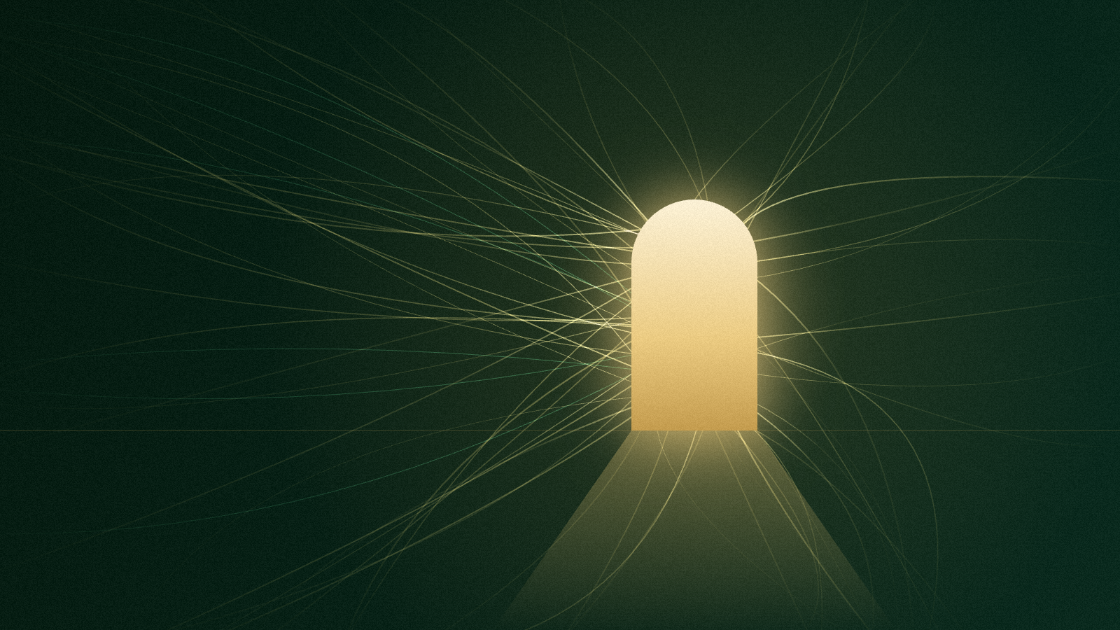 Threads of gold light converging into a single glowing window — a metaphor for creative tools moving into the chat window through the Model Context Protocol (MCP), by Man of the World
