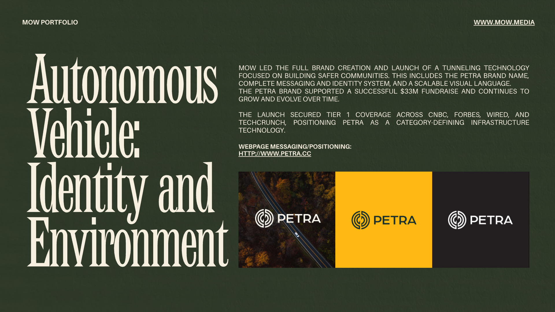 Petra case study by Man of the World — autonomous tunneling brand creation