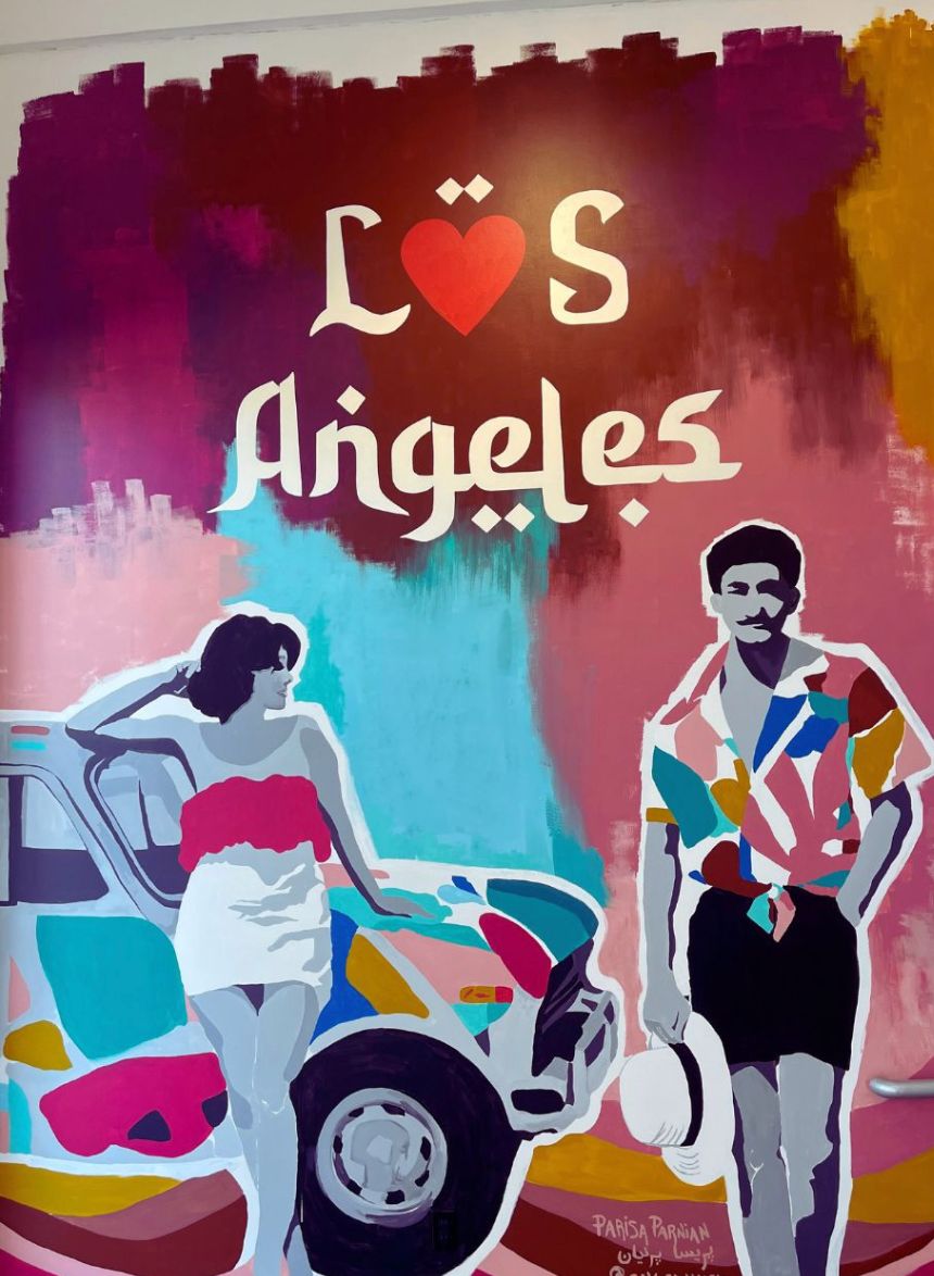 Los Angeles mural in Persian-style lettering